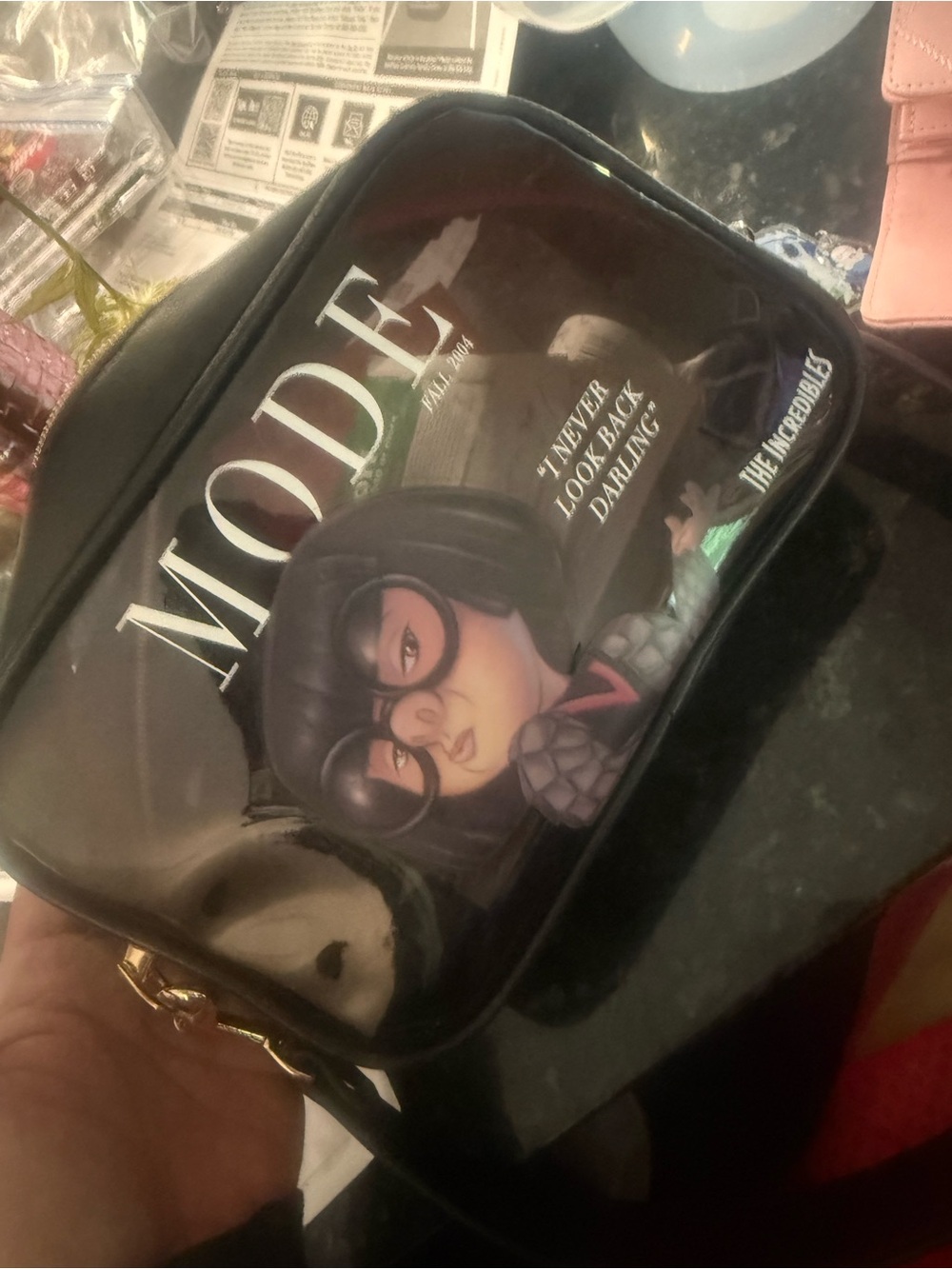 Disney Black & Pink Edna Mode Cosmetic Bag